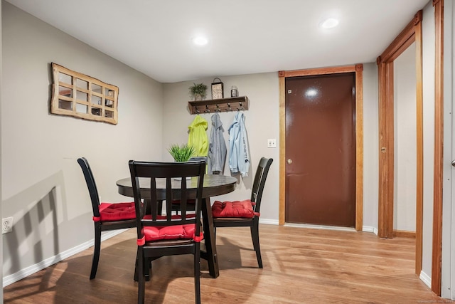 387 New London Tpke, Stonington, CT 06378 - dining space with light wood-style flooring, baseboards, and recessed lighting
