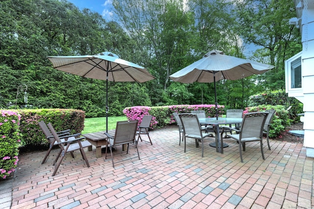 481 Clearbrook Rd, Orange, CT 06477 - view of patio / terrace featuring outdoor dining area and view of scattered trees