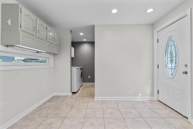 43 Atwater St, Milford, CT 06460 - foyer featuring washer / clothes dryer, light tile patterned flooring, and recessed lighting