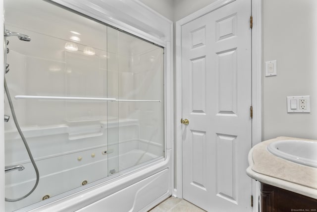 43 Atwater St, Milford, CT 06460 - full bathroom with vanity, bath / shower combo with glass door, and tile patterned floors