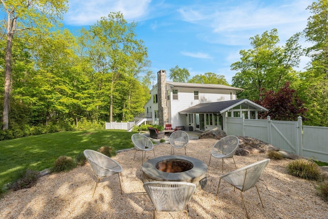 135 Gary Rd, Stamford, CT 06903 - view of patio / terrace with a fire pit and a gate