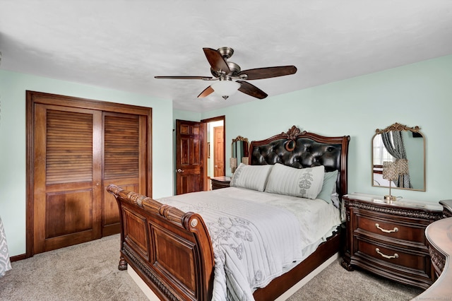 13 Carol St, Enfield, CT 06082 - bedroom with light carpet, a closet, and a ceiling fan