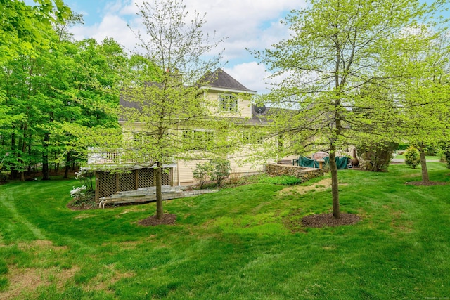 34 Avalon Dr, Middlebury, CT 06762 - view of grassy yard with a deck
