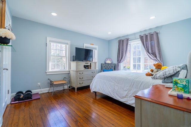 471 Newtown Tpke, Redding, CT 06896 - bedroom featuring hardwood / wood-style floors, baseboards, and recessed lighting