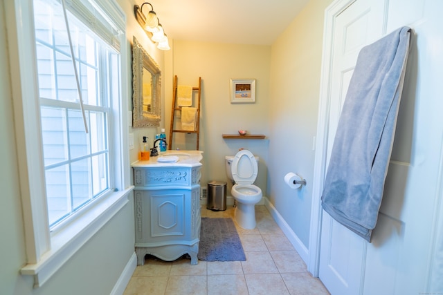 471 Newtown Tpke, Redding, CT 06896 - bathroom with tile patterned flooring, toilet, baseboards, and vanity