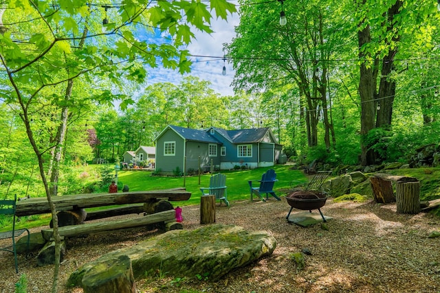 471 Newtown Tpke, Redding, CT 06896 - view of grassy yard with an outdoor fire pit