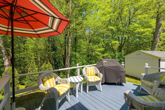 255 Killingly Rd, Pomfret, CT 06259 - wooden deck with area for grilling and a forest view
