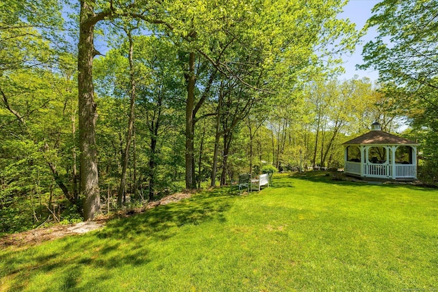 view of grassy yard with a gazebo