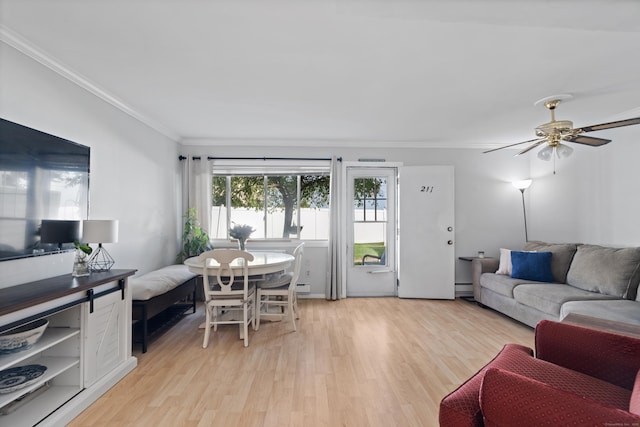 211 W Walk Unit 211, West Haven, CT 06516 - living area featuring ornamental molding, light wood finished floors, and ceiling fan