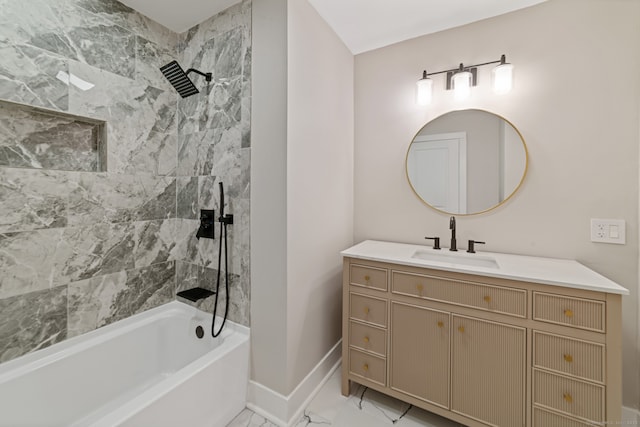 26 Maple Ave, North Haven, CT 06473 - full bath with baseboards, marble finish flooring, vanity, and bathing tub / shower combination