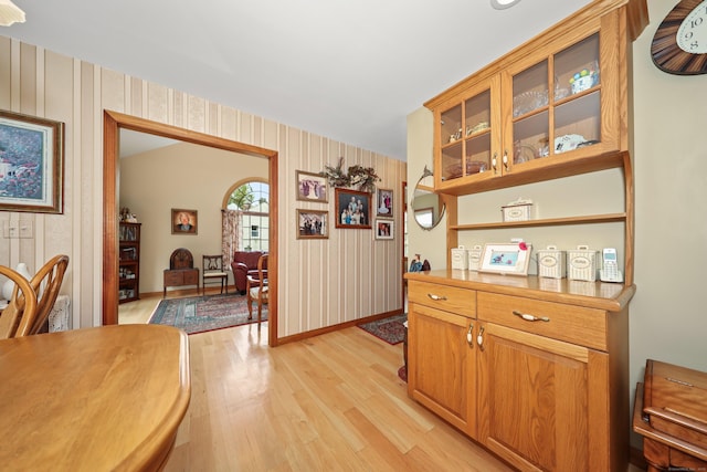 17A Morris Rd, Prospect, CT 06712 - dining area with wallpapered walls, light wood-type flooring, and baseboards