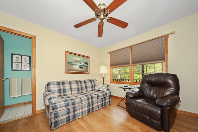 17A Morris Rd, Prospect, CT 06712 - living room with a ceiling fan, wood finished floors, and baseboards