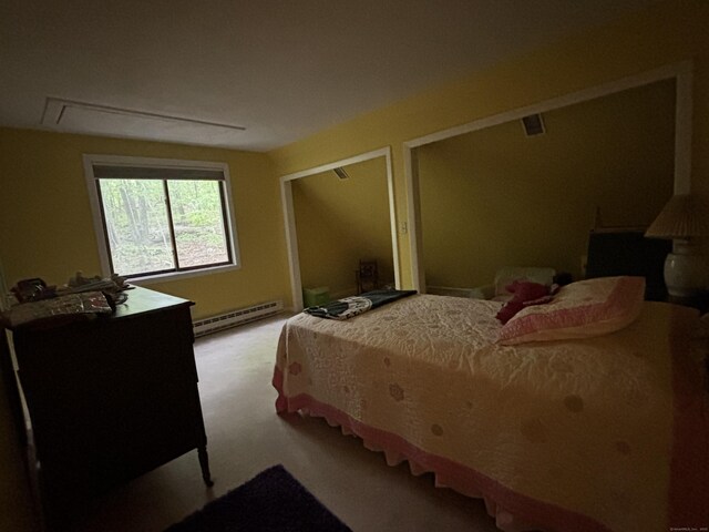 70 Lynn Rd, Essex, CT 06442 - carpeted bedroom featuring a baseboard heating unit