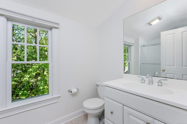 21 Park Pl, Darien, CT 06820 - full bath featuring vanity, toilet, tile patterned flooring, a shower, and baseboards