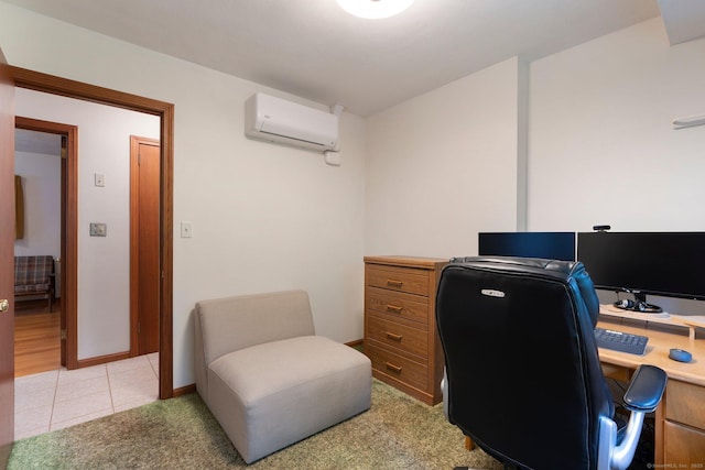 16 Ellsworth Rd, East Windsor, CT 06016 - office area featuring a wall mounted air conditioner, baseboards, and light tile patterned flooring