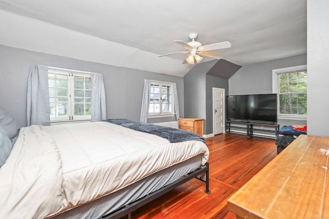 30 Birchwood St, Waterbury, CT 06708 - bedroom with wood finished floors, lofted ceiling, and a ceiling fan