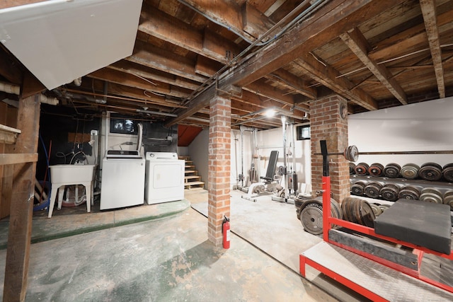 30 Birchwood St, Waterbury, CT 06708 - unfinished basement with separate washer and dryer and stairs