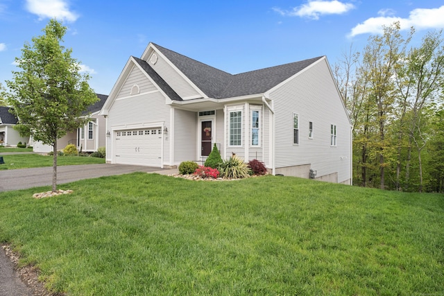 20 Webster Ln Unit 20, Middletown, CT 06457 - view of front of house with driveway, a garage, a front yard, and roof with shingles