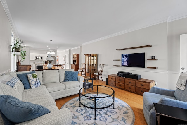 20 Webster Ln Unit 20, Middletown, CT 06457 - living room with a chandelier, crown molding, light wood-style flooring, and recessed lighting