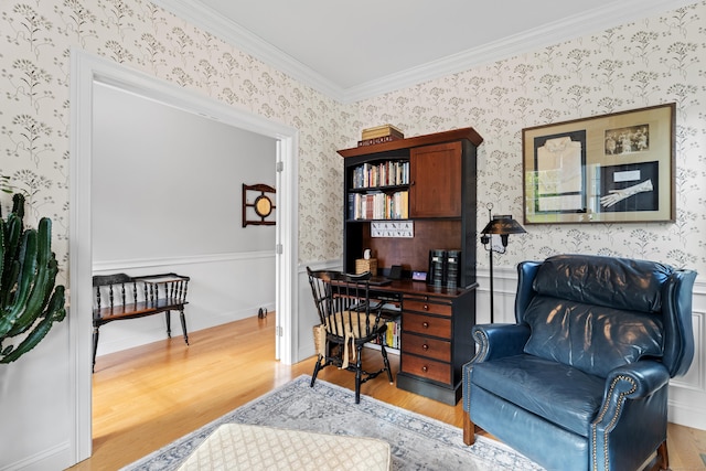 20 Webster Ln Unit 20, Middletown, CT 06457 - office area with wallpapered walls, wood finished floors, and ornamental molding