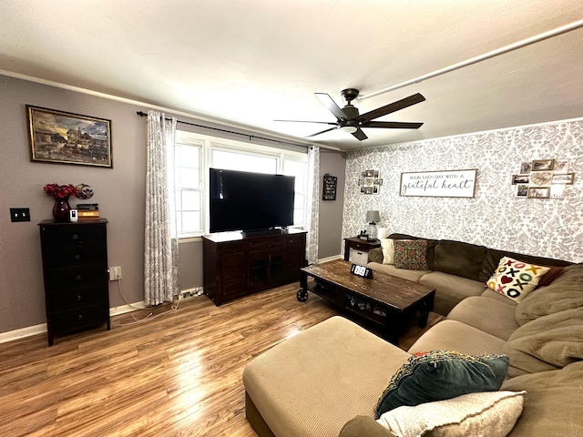17 Aspen Ct, Norwich, CT 06360 - living room with a ceiling fan, wood finished floors, and baseboards