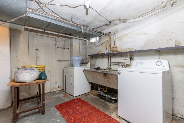 650 Broadview Ter, Hartford, CT 06106 - unfinished below grade area featuring washing machine and dryer and a sink
