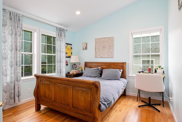 23 Hale St, Westport, CT 06880 - bedroom featuring lofted ceiling, light wood finished floors, baseboards, and recessed lighting