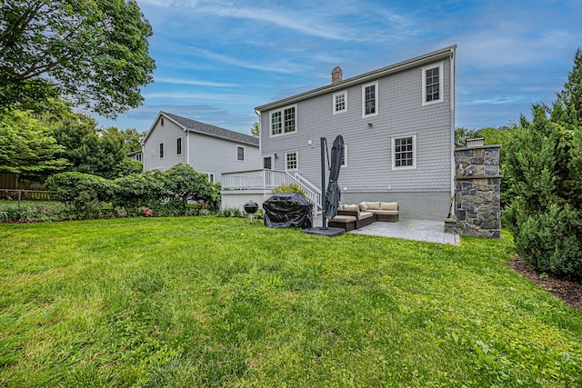 23 Hale St, Westport, CT 06880 - rear view of property with a patio and a chimney