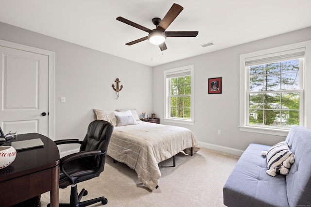261 W St, Hebron, CT 06248 - carpeted bedroom with baseboards, a desk, and ceiling fan