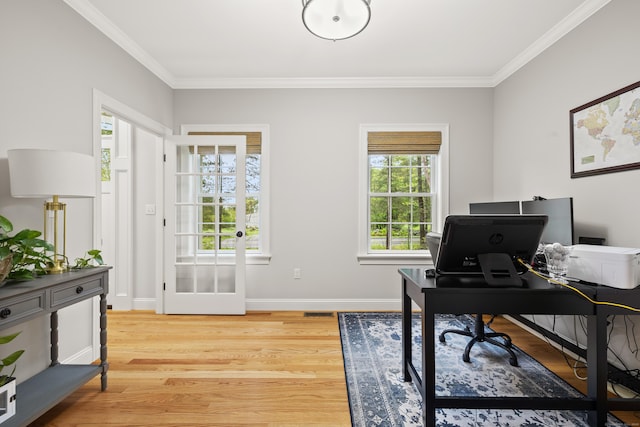 261 W St, Hebron, CT 06248 - office area with ornamental molding, wood finished floors, and baseboards