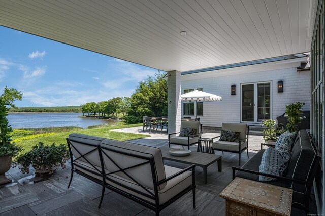 7 Hanna Ln, Essex, CT 06426 - view of patio with outdoor lounge area and a water view