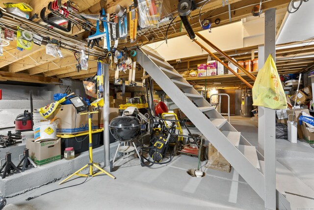 unfinished below grade area with stairs