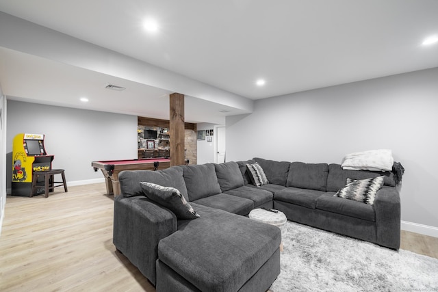 123 Cobblestone Dr, Southington, CT 06479 - living area with billiards, light wood-style flooring, baseboards, and recessed lighting