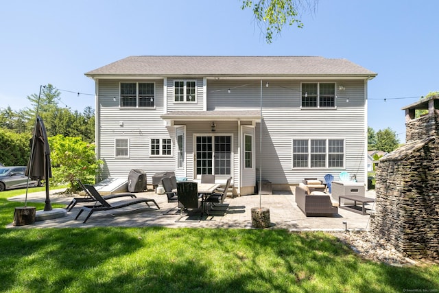 123 Cobblestone Dr, Southington, CT 06479 - rear view of property with a patio area, a yard, and an outdoor living space