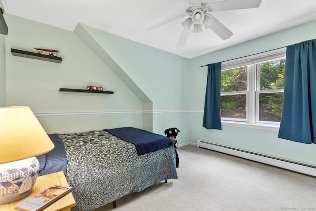 15 Westwood Rd, Essex, CT 06442 - bedroom featuring baseboard heating, carpet flooring, a ceiling fan, and baseboards