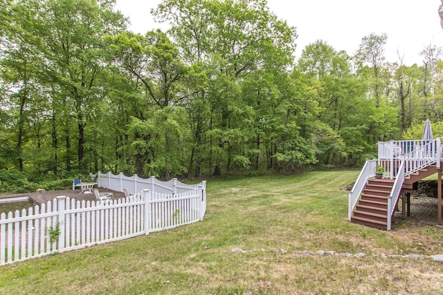 95 Vista Rd, Wilton, CT 06897 - view of yard with stairway and a deck