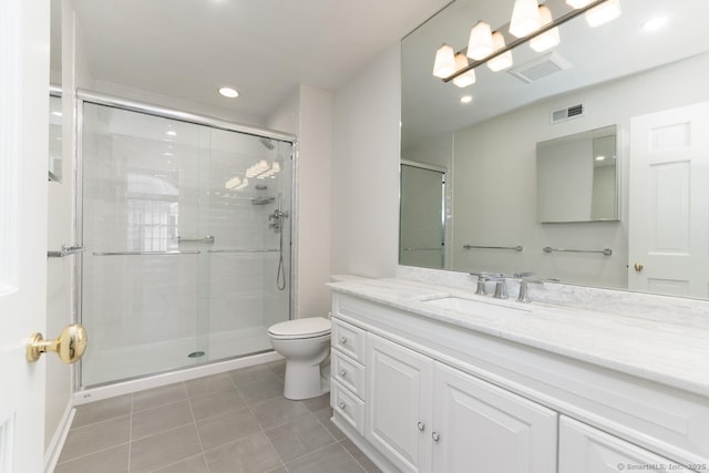 11 Norman Ln, Darien, CT 06820 - full bath with tile patterned flooring, vanity, a stall shower, and recessed lighting