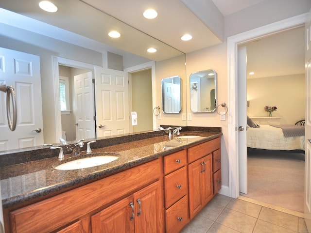 21 Pheasant Hill Rd, Canton, CT 06019 - ensuite bathroom featuring tile patterned floors, recessed lighting, double vanity, and baseboards