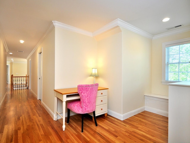 21 Pheasant Hill Rd, Canton, CT 06019 - office area featuring ornamental molding, wood finished floors, baseboards, and recessed lighting