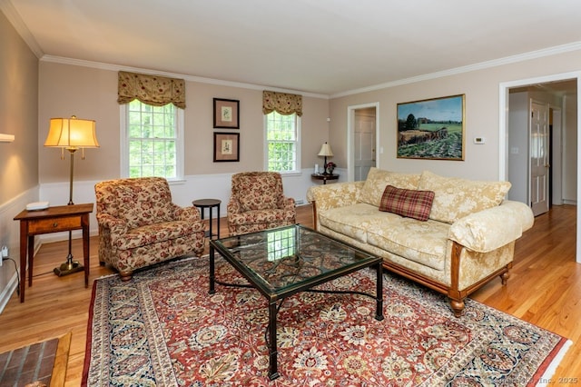 7 Indian Trl, Woodbridge, CT 06525 - living area featuring wood finished floors and ornamental molding