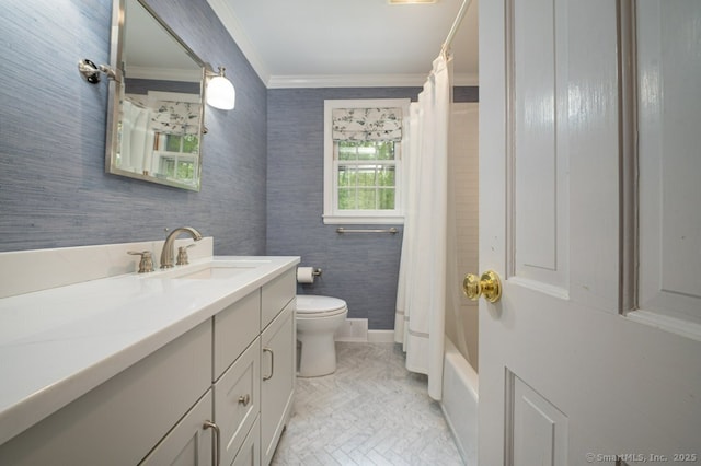 7 Indian Trl, Woodbridge, CT 06525 - bathroom featuring crown molding, toilet, and vanity