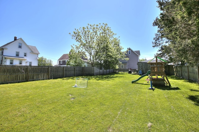 view of yard featuring a playground