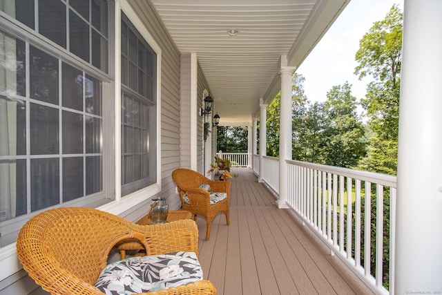 wooden deck with a porch