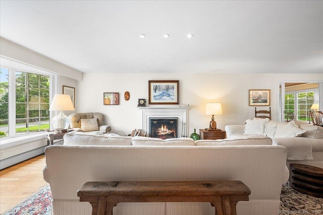 42 N Main St, Essex, CT 06426 - living area featuring wood finished floors and a warm lit fireplace