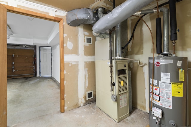 utility room with gas water heater