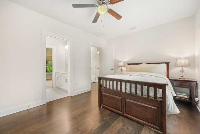 43 Hunting Ridge Rd, Greenwich, CT 06831 - bedroom featuring wood finished floors, baseboards, ensuite bathroom, and ceiling fan