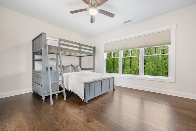 43 Hunting Ridge Rd, Greenwich, CT 06831 - bedroom featuring baseboards, wood finished floors, and a ceiling fan
