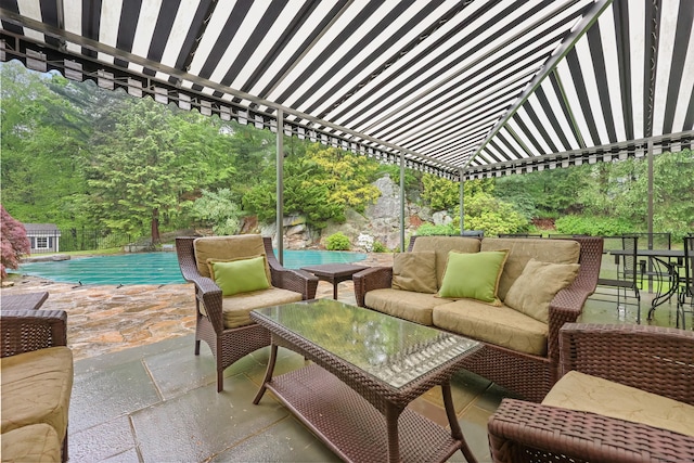 43 Hunting Ridge Rd, Greenwich, CT 06831 - view of patio featuring outdoor lounge area and a covered pool