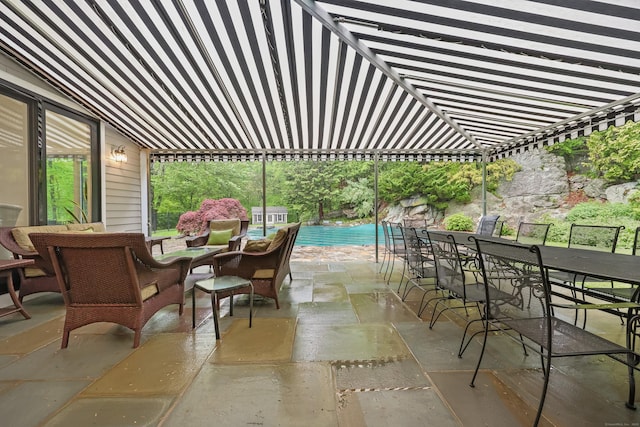 43 Hunting Ridge Rd, Greenwich, CT 06831 - view of patio featuring outdoor dining area and an outdoor pool