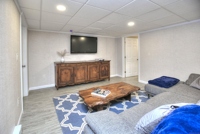 81 Grumman Hill Rd, Wilton, CT 06897 - living room featuring wood finished floors, baseboards, and a drop ceiling